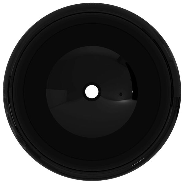 vidaXL Handlaug Postulín Hringlaga Svört 40x15 cm