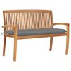 vidaXL Staflanlegur Gar&eth;bekkur me&eth; Sessum 128,5 cm Gegnheill Tekkvi&eth;ur