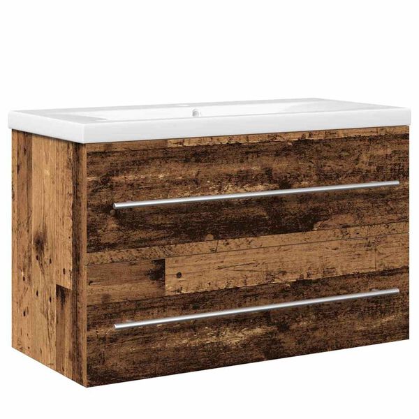 vidaXL Baðherbergisvaskarskápur 2 pcs Gamall viður 80 x 38,5 x 48 cm