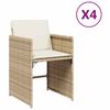 vidaXL Gar&eth;st&oacute;lar me&eth; Sessum 4 stk. Drappa&eth;ir P&oacute;l&yacute;rattan