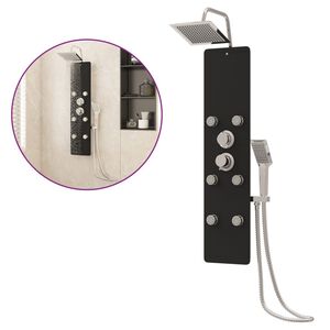 vidaXL Blöndunartæki í Sturtu Gler 25x47,5x130 cm Svart