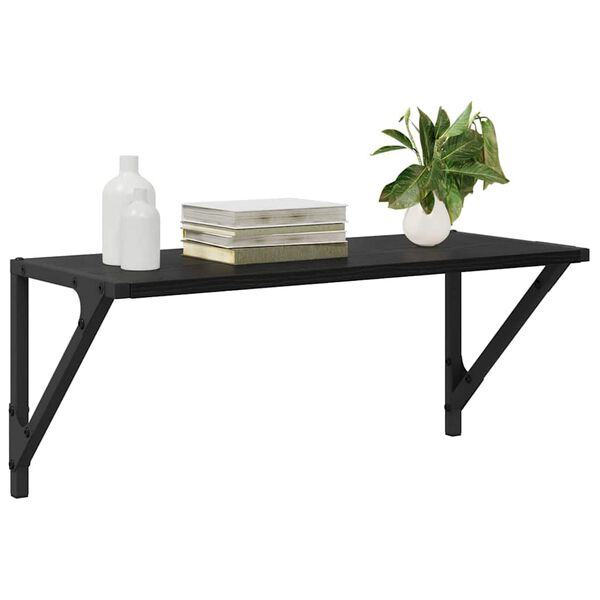 vidaXL Vegghyllur 2 pcs Svartur Eik 60 x 25 x 25,5 cm Samsettur vi&eth;ur