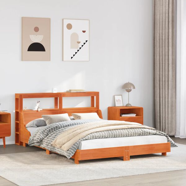 vidaXL R&uacute;mgrind &aacute;n D&yacute;nu Vaxbr&uacute;nn 160x200 cm Gegnheil Fura