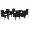 vidaXL Gar&eth;ur bor&eth;sett me&eth; p&uacute;&eth;i 7 pcs Svartur p&oacute;l&yacute;rattan