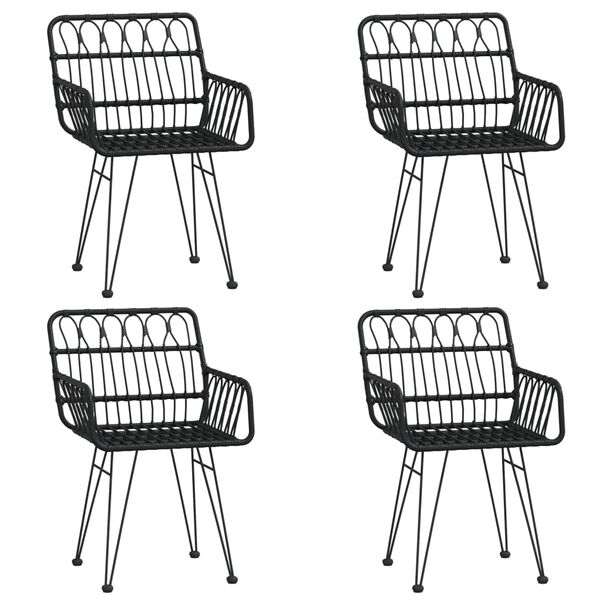 vidaXL 5 Hluta Garðborðstofusett Svart Pólýrattan