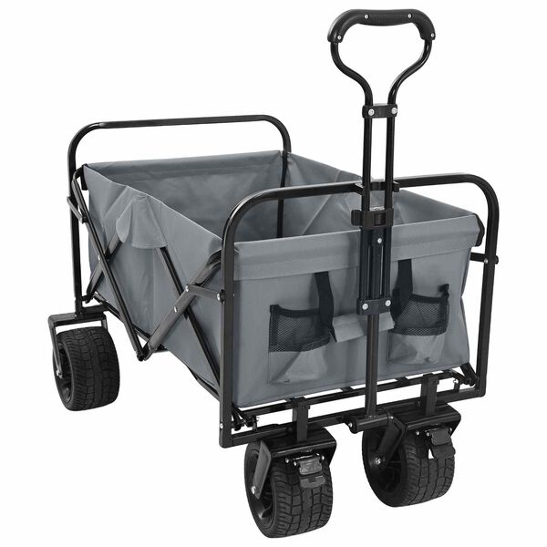 vidaXL Samanbrj&oacute;tanlegur handvagn Gr&aacute;r 89 x 63 x 96 cm
