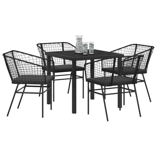 vidaXL Gar&eth;ur bor&eth;sett 5 pcs Svartur p&oacute;l&yacute;rattan