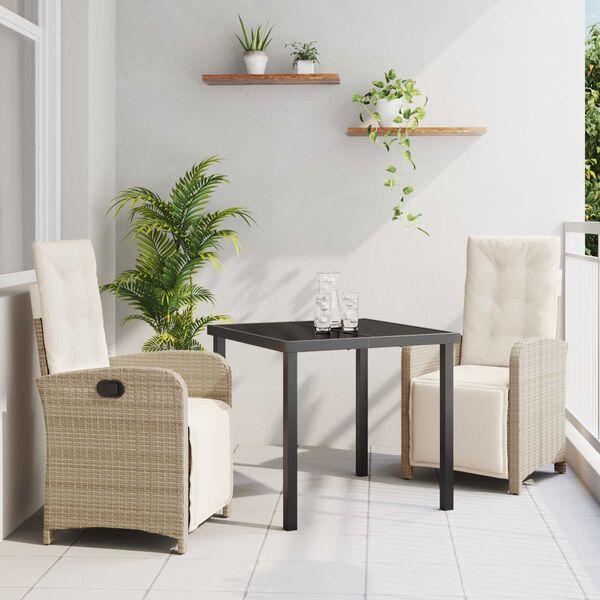 vidaXL Gar&eth;ur bor&eth;sett me&eth; p&uacute;&eth;i 3 pcs Drapplita&eth;ur p&oacute;l&yacute;rattan