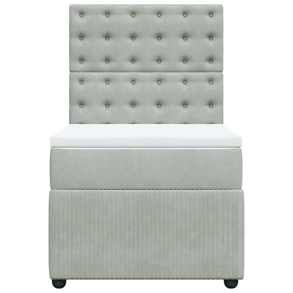 vidaXL H&oacute;lfa&eth; Springr&uacute;m me&eth; D&yacute;nu Lj&oacute;sgr&aacute;r 80x200 cm Flauel