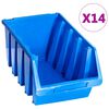 vidaXL Staflanlegir Geymslukassar 14 stk. Bl&aacute;tt Plast