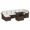 vidaXL Gar&eth;s&oacute;fa sett me&eth; p&uacute;&eth;i 8 pcs Br&uacute;nn Poly rattan