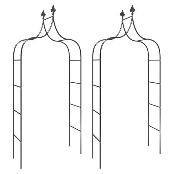 vidaXL Garðbogar 2 stk Svartir 120x38x260 cm Stál