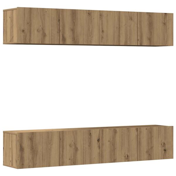 vidaXL 4 stykki vegghengt sj&oacute;nvarpssk&aacute;pasett Artisan Oak