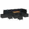 vidaXL Gar&eth;s&oacute;fa sett me&eth; p&uacute;&eth;i 9 pcs Svartur p&oacute;l&yacute;rattan