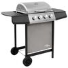 vidaXL Gasgrill 4 Brennarar Svart og Silfurlita&eth;