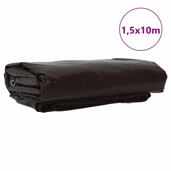 vidaXL D&yacute;na 650g / m&sup2; Br&uacute;nn 1,5 x 10 m Striga me&eth; PVC h&uacute;&eth;u