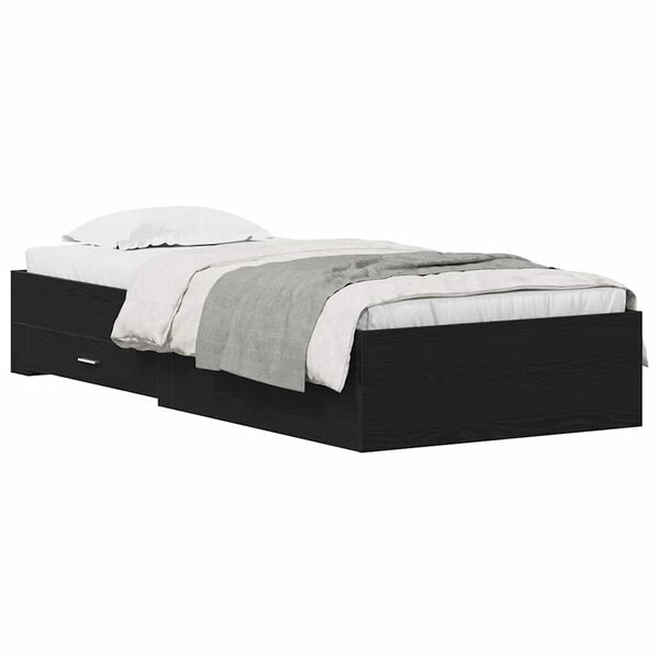 vidaXL Ramsvík með skúffu Svartur Eik 90 x 190 cm Samsettur viður