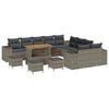 vidaXL Gar&eth;s&oacute;fa sett me&eth; p&uacute;&eth;i 14 pcs Gr&aacute;r p&oacute;l&yacute;rattan