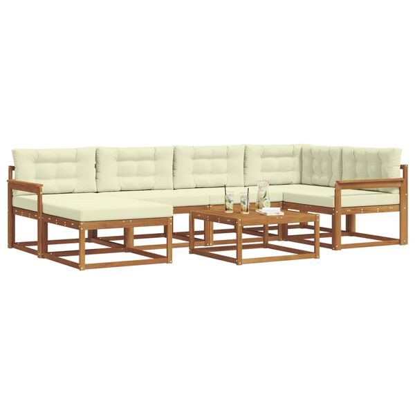 vidaXL &Uacute;ti s&oacute;fasett me&eth; p&uacute;&eth;i 7 pcs N&aacute;tt&uacute;rulegt og Krem