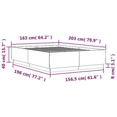 vidaXL Rúmgrind án Dýnu Gráir Sonoma Eik 160x200 cm