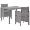 vidaXL Gar&eth;ur bor&eth;sett 3 pcs Lj&oacute;sgr&aacute;r P&oacute;l&yacute;pr&oacute;p&yacute;len