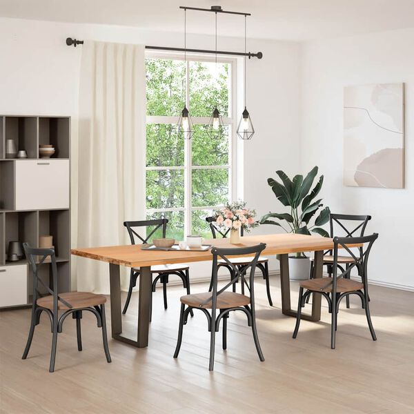 vidaXL borðstofuborðsfætur V-laga 2 stk. náttúrulegt stál 60x(72-73,3) cm stál