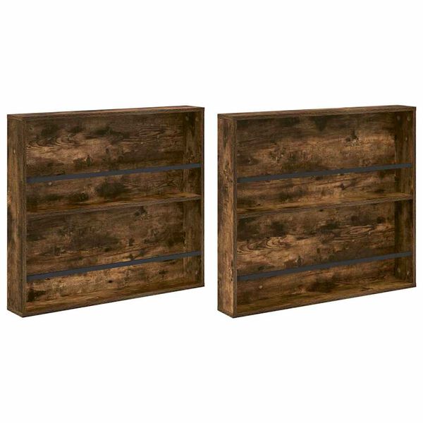 vidaXL T&iacute;marit Hillur 2 pcs Rau&eth;-eik 80 x 12 x 70 cm Samsettur vi&eth;ur