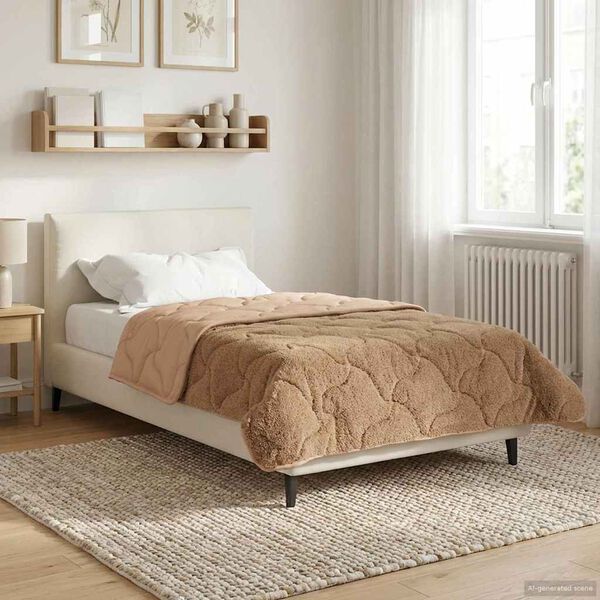 vidaXL Full &aacute;rs d&yacute;na M&oacute;gr&aacute;r 135 x 200 cm Microfiber og Teddy f&oacute;&eth;ri&eth;