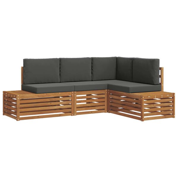 vidaXL &Uacute;ti s&oacute;fasett me&eth; p&uacute;&eth;i 4 Stykki N&aacute;tt&uacute;rulegt og Antrac&iacute;t