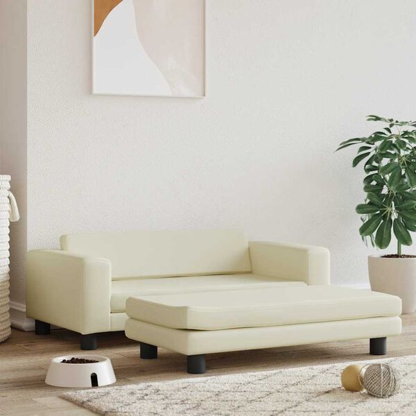 vidaXL Hundarúm með Framlengingu Grár 100x50x30 cm Rjómahvítur