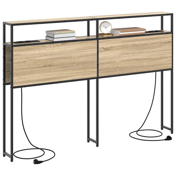 vidaXL Geymslu h&ouml;f&eth;ah&ouml;gg Sonoma eikarlitur 140 cm Samsettur vi&eth;ur