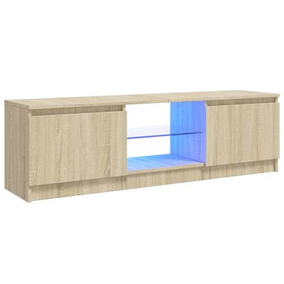 vidaXL Sjónvarpsskápur með LED Ljósum Sonoma Eik 120x30x35,5 cm