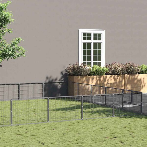 vidaXL Hundabyrgi Silfur 40 m&sup2; St&aacute;l