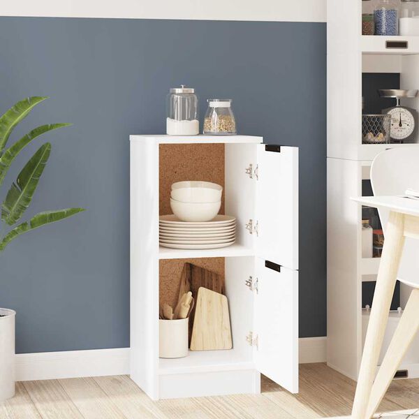 vidaXL Skenkir Hv&iacute;tir 30x30x70 cm Samsettur Vi&eth;ur