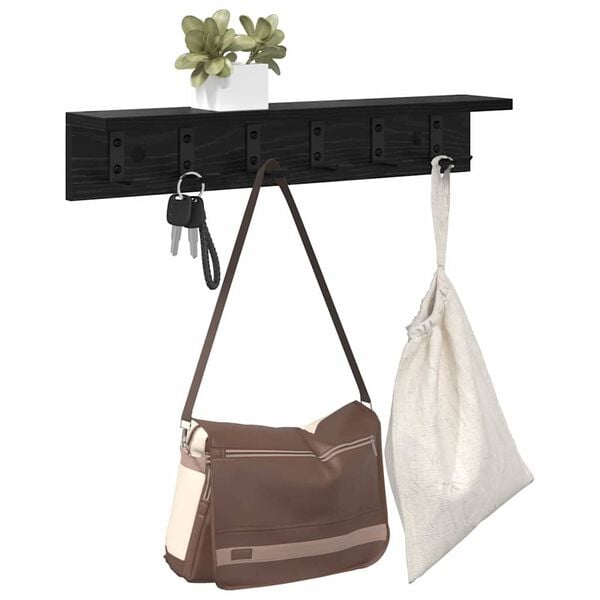 vidaXL Vegghengt fatahengi Vegghengt Svartur Eik 60 x 10,5 x 10,5 cm