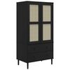vidaXL Fatask&aacute;pur SENJA Rattan &Uacute;tlit Svartur 90x55x175cm Gegnheil Fura