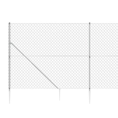 vidaXL Netagirðing með Jarðfestingum Silfur 1,4x25 m