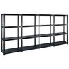 vidaXL Geymsluhilla Silfur 4 Hillur Sv&ouml;rt 244x30,5x130 cm Plast