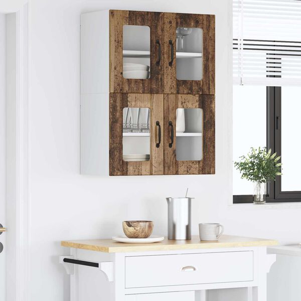 vidaXL Eldh&uacute;s sk&aacute;pur me&eth; hillu 2 pcs Gamalt timbur 60 x 31 x 40 cm