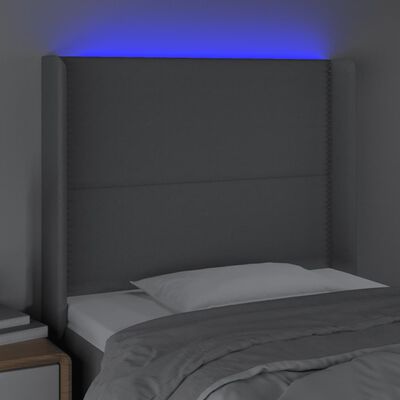 vidaXL LED höfuðgafl Ljósgrátt 83x16x118/128 cm Efni