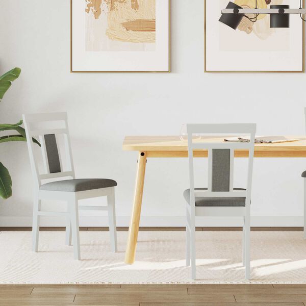 vidaXL Bor&eth;st&oacute;ll 2 pcs Hv&iacute;tur og gr&aacute; Solid Gummi Wood