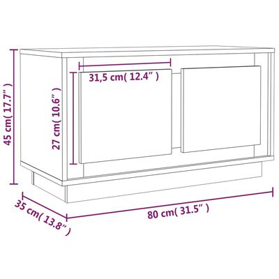 vidaXL Sjónvarpsskápur Grár Sonoma 80x35x45 cm Samsettur Viður