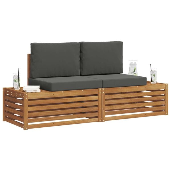 vidaXL &Uacute;ti s&oacute;fasett me&eth; p&uacute;&eth;i 2 Stykki N&aacute;tt&uacute;rulegt og Antrac&iacute;t