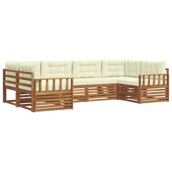 vidaXL &Uacute;ti s&oacute;fasett me&eth; p&uacute;&eth;i 6 pcs N&aacute;tt&uacute;rulegt og Krem Hrein akas&iacute;utr&eacute;