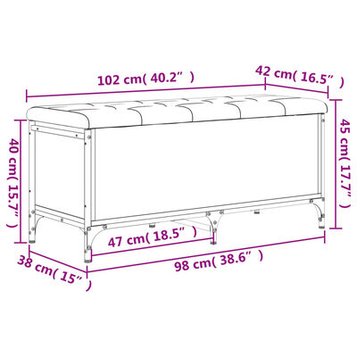 vidaXL Geymslubekkur Sonoma Eikarlitur 102x42x45 cm Samsettur Viður