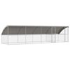 vidaXL Hundask&aacute;li me&eth; geymslu 4 pcs Silfur 8 x 2 x 2 m Sinkh&uacute;&eth;a&eth; st&aacute;l