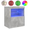 vidaXL Skenkur me&eth; LED Lj&oacute;sum Steypugr&aacute;r 60,5x37x67 cm