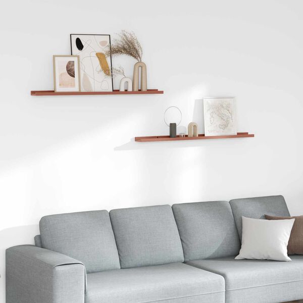 vidaXL Vegghylla me&eth; hillu 2 pcs Rau&eth;ur 100 x 9 x 3 cm Samsettur vi&eth;ur