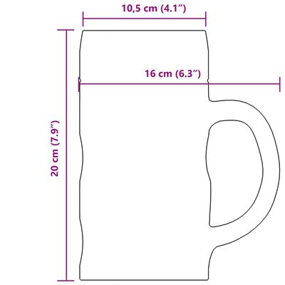 vidaXL Bjórkrúsir með Handfangi Gler 6 stk. 1000 ml