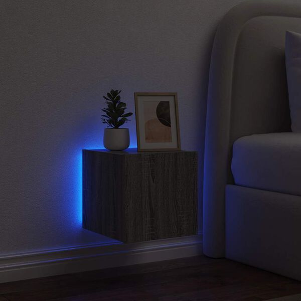 vidaXL Veggsj&oacute;nvarpssk&aacute;pur me&eth; LED lj&oacute;sum Gr&aacute; sonoma eik 30,5x35x30 cm